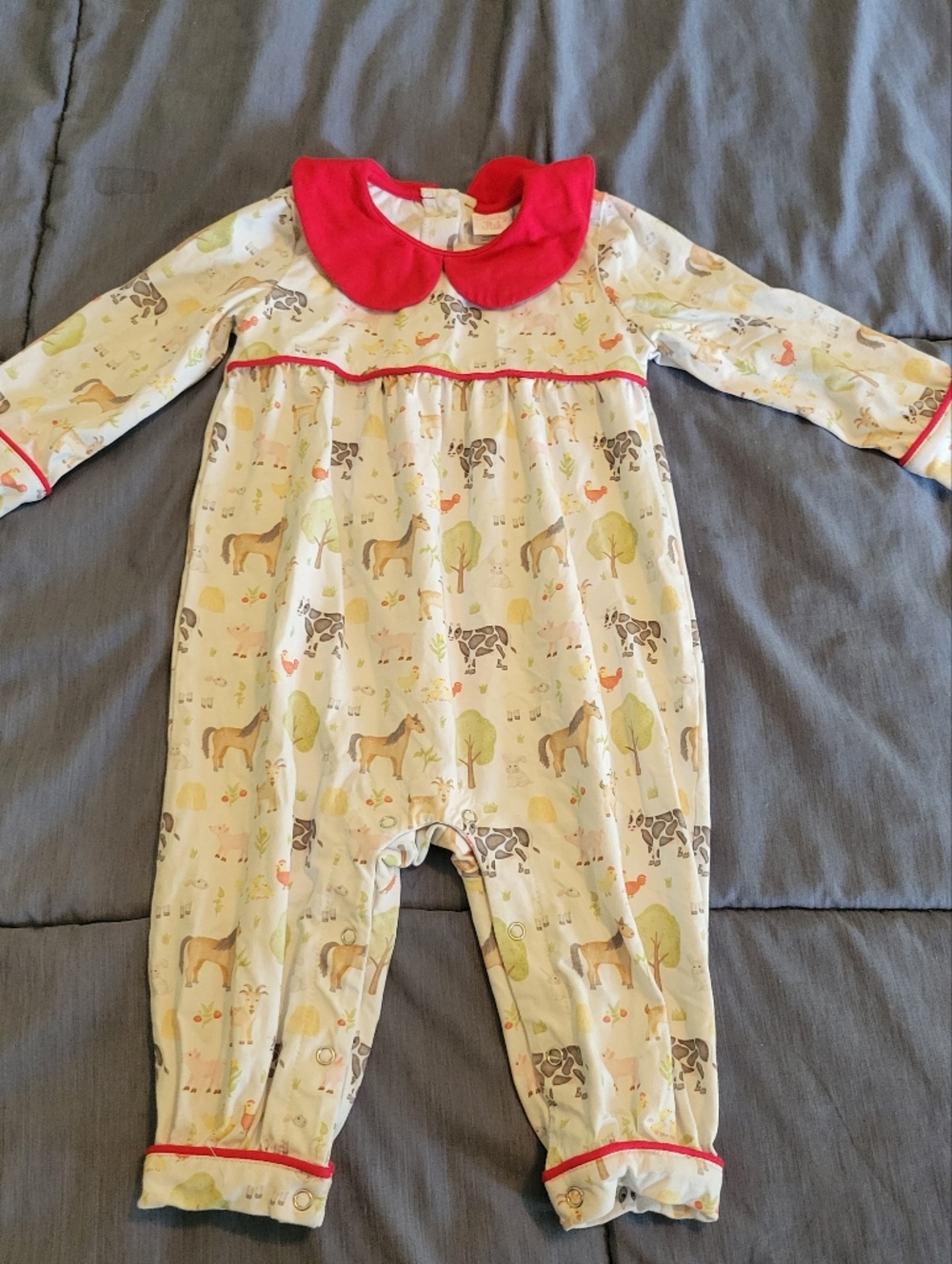 Stitchy Fish Farm Romper NWOT 18 Months